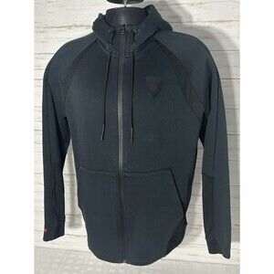 PUMA FERRARI RACING F1 CLASSIC BLACK ZIP HOODIE Jacket SIZE LARGE MEN Red Stripe